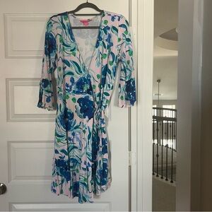 Lilly Pulitzer Misha Wrap Dress Pink Tropics Sweet Pea